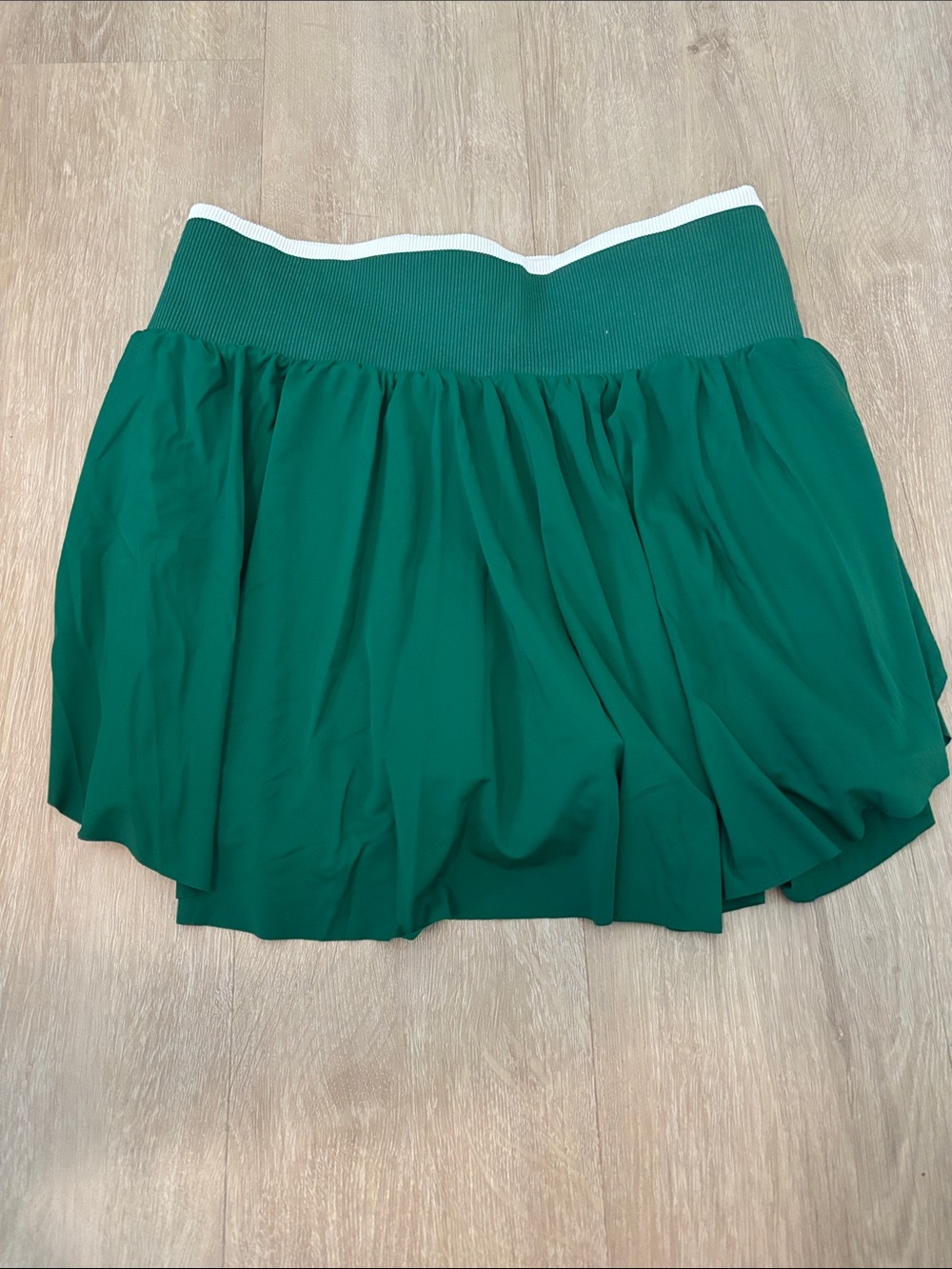 all in motion Emerald Green Circle Skirt with White Waist Trim